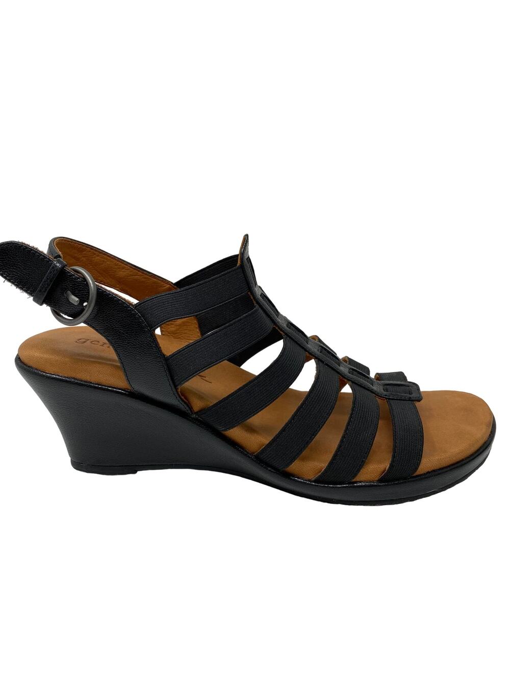 Gentle Souls Womens Size 10 Wedge Hammer Gladiator Comfort Sandals Black